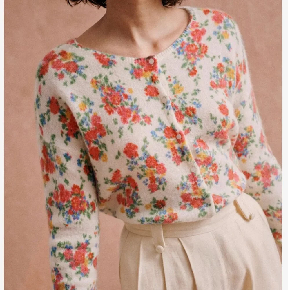 Sezane Juno Cardigan XXS/M/XL/XXXL Jardin Secret Sweater Reversible Floral - Picture 4 of 12